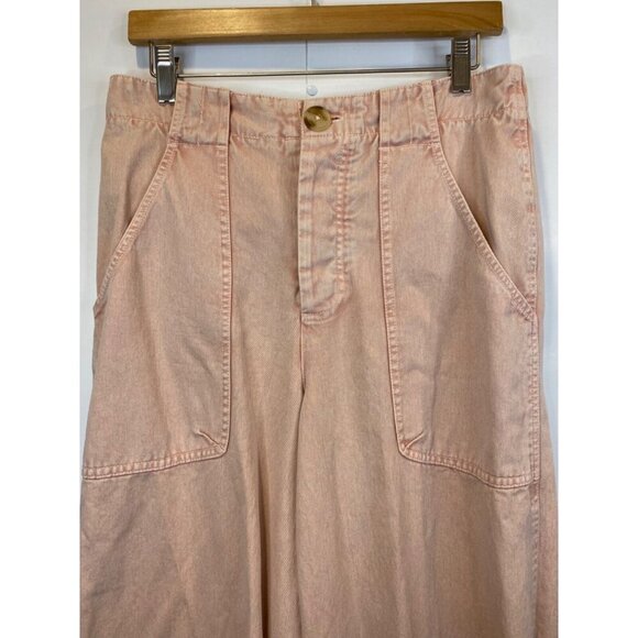 Free People Long Game Chino Pants Pale Mauve Pink Wide Leg Flare Size 4 - Picture 8 of 11